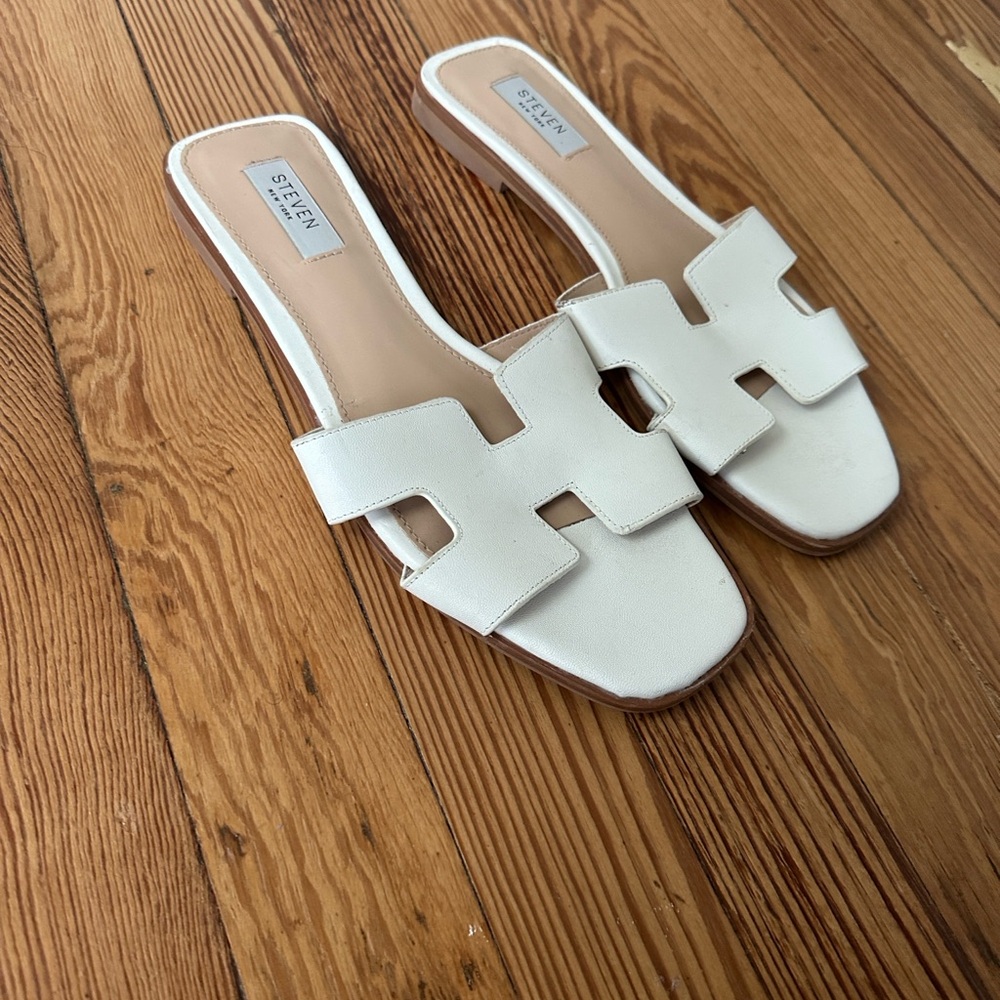 Steve Madden Cream Slide Sandals
